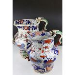 Large 19th century Mason's Ironstone Imari Patterned Jug, 31cms high, impressed marks to base