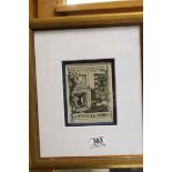 H Howard Humphreys, Framed Etching / Engraving with verse relating to book printing, 14cms x 10.