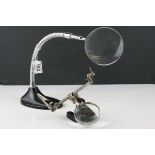 Desktop Magnifying Glass with adjustable arm and heavy metal base together with Helping Hands