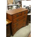 Late 19th century Yew Wood Chest of Two Short over Three Long Drawers, 106cms wide x 105cms wide