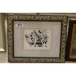 Evadne Harris Rowan FL 1930, Original Signed Original Illustration Regency Ball, 11cms x 14cms