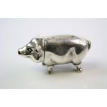A silver plated vesta case in the form of a pig
