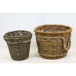 Large Wicker and Rope Linen Basket, 41cms high and another