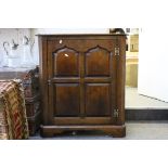 Oak Corner Cupboard with single panel door and key, 86cms high