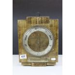 A wooden cased barometer mid 20th century presented to Mr R Skelley