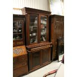 Victorian Mahogany Bookcase / Cupboard, the upper section with two glazed doors over a single