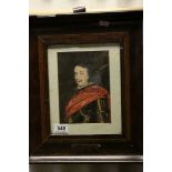 Framed Glazed Watercolour Portrait of a Gentleman in suit of Armour, 19cms x 13.5cms