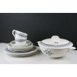 A part dinner service Wedgwood Persephone designed by Ravilious to include side plates, two cups,