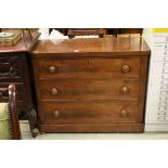 Victorian Mahogany Chest of Three Long Drawers on Plinth Base, 104cms wide x 83cms high