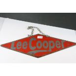 Advertising - Metal Double-Sided Diamond Shaped ' Lee Cooper ' Sign on Hanging Chain, 55cms long