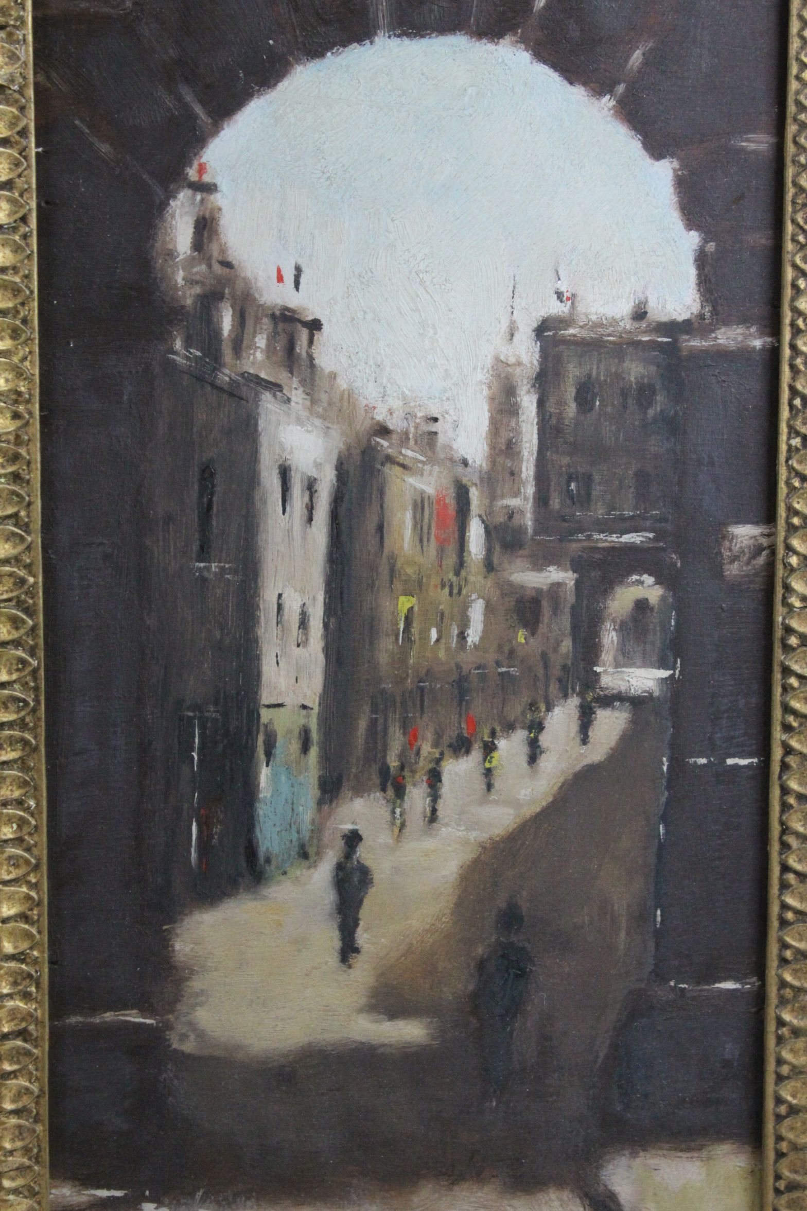 Anthony Robert Klitz (1917-2000), Oil Painting on Board of Street Scene through Archway, 40cms x - Image 2 of 5