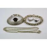 A small collection of 925 sterling silver jewellery to include a necklace, bracelet and a