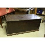 18th / 19th century Elm Blanket Box with hinged lid and dovetailed sides, 120cms long x 51cms high