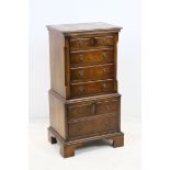 Small Walnut Chest on Chest of Seven Drawers in the George III Style, 39cms wide x 76cms high