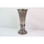 Early 20th century silver hammered vase with engraved inscription 'Presented to J.H. Mears 1955,