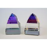 Swarovski crystal pyramid paperweight large helio and volcano