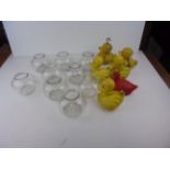 Six Plastic Fairground Hook - a - Duck's together with Seven Bulbous Glass Fairground Jars