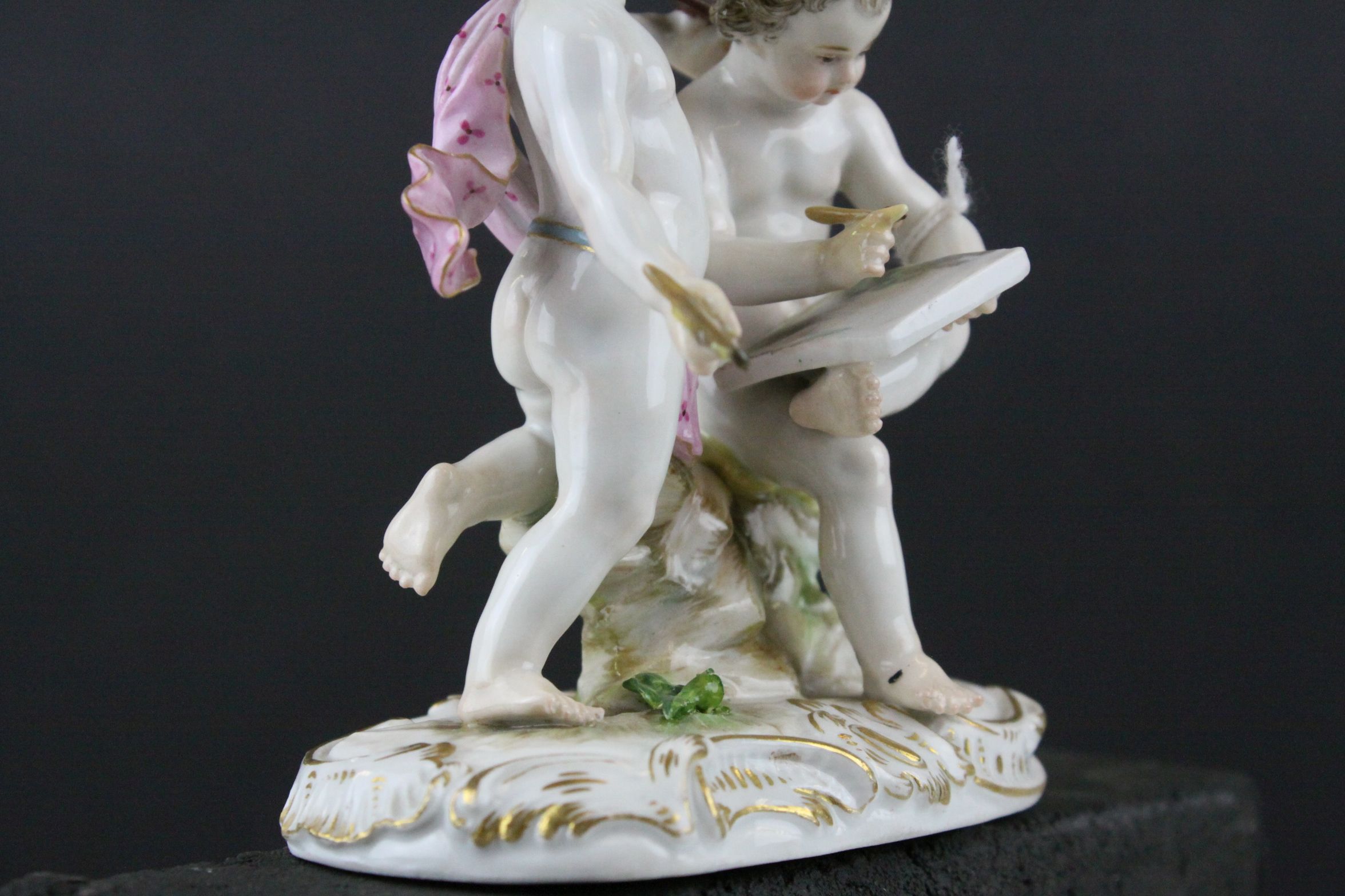 Meissen Porcelain Figure Group of Two Children / Infant Artists, the base decorated with gilt - Image 4 of 6