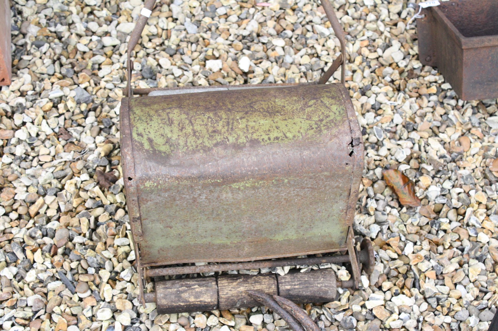 Mid 20th century ' Acme ' Mangle together with a Vintage Push-along Lawn Mowver - Image 2 of 3