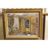 1943 a Signed Gilt Framed Watercolour depicting a House Interior of the period, 36cms x 49cms