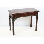 Chippendale Style Mahogany Fold Over Tea Table, 91cms wide x 73cms high
