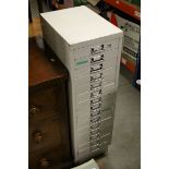 Metal Multi-Drawer Cabinet of Fifteen Drawers, 28cms wide x 41cms deep x 99cms high