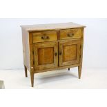 19th century Inlaid Side Cabinet with Two Drawers over Two Cupboard Doors and raised on square