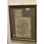 A framed Chapman and Hall antique map engraving by Sidney Hall of Wiltshire.