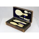 Victorian Ivory Backed Dressing Table Set comprising Mirrors, Hair Brushed, Glove Stretchers, Hand