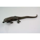 Bronze figure of a Lizard, indistinctly signed