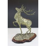 Brass Stag on Metal Wood Effect Base, 33cms high