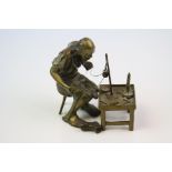 Brass Model of a Cobbler at Work, 6cms high