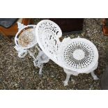 A 19th century style Painted cast iron garden jardiniere stand together with metal garden chair.