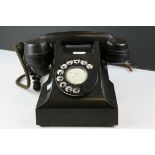 Vintage Black Bakelite ' ATM ' Telephone, label to base stating it orginated from the 'AE'shop,