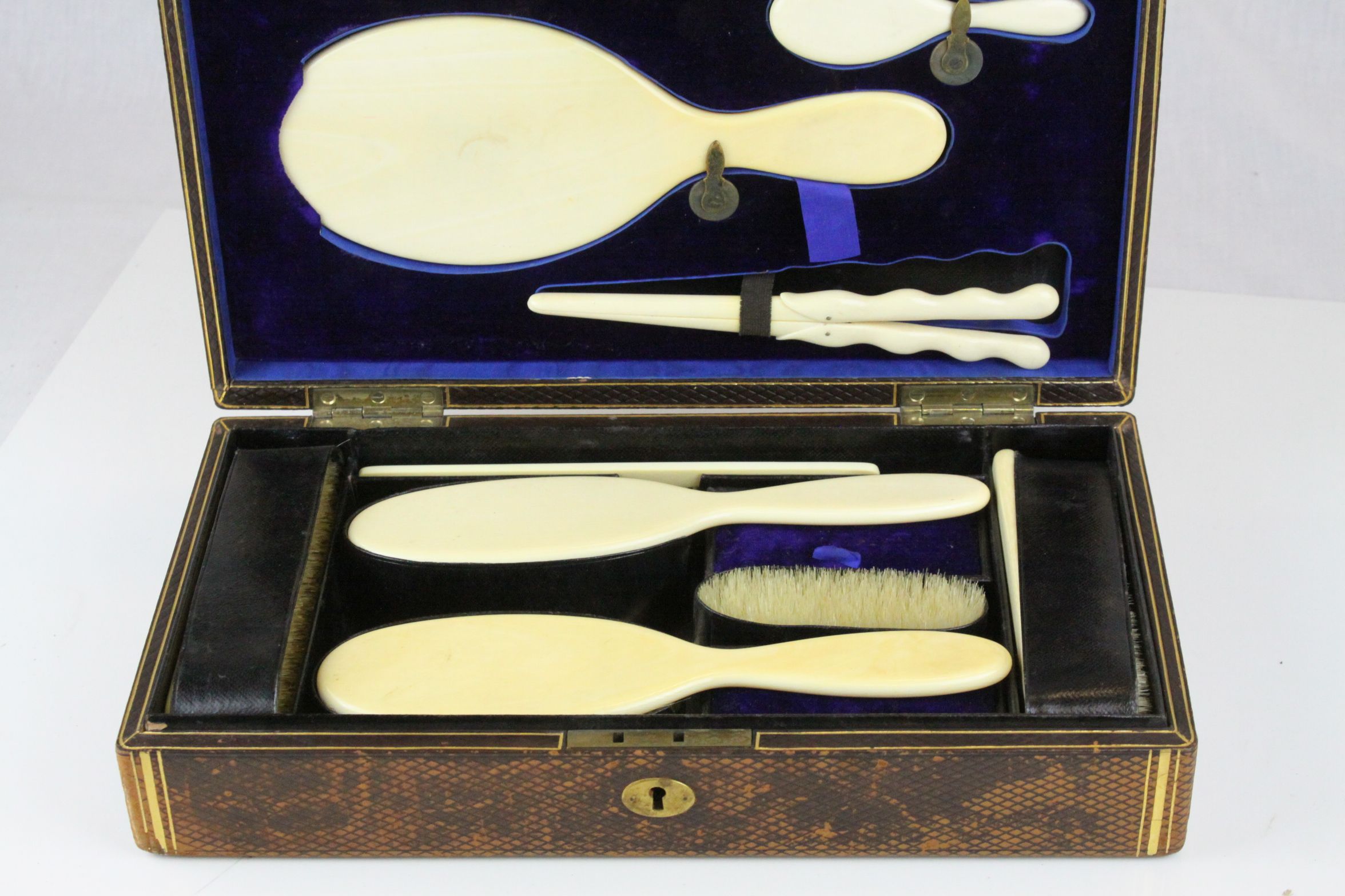 Victorian Ivory Backed Dressing Table Set comprising Mirrors, Hair Brushed, Glove Stretchers, Hand - Image 2 of 7