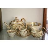 Early 19th century Porcelain Teapot, Milk Jug, Slop Bowl and Two Tea Cups and Saucers, possibly