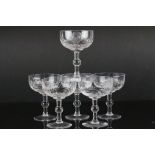 Set of Six ' Royal Brierley ' Cut Glass Champagne Glasses