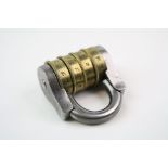 Victorian combination Padlock, Brass & Iron, password ' Dogs ', 3.6cms width, 94g weight