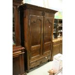 French Oak Wardrobe (the interior later converted to shelving) with two drawers below, 209cms high x