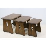 Ercol Stained Elm Nest of Three Tables, largest 63cms long x 45cms high