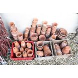 A large quantity of terracotta flower pots.