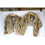 Vintage Harrords of London Short Ladies Fur Jacket together with a Fur Shoulder Cape