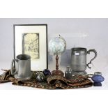 Collection of 19th century and Later Pewter Tankards and other Pewter together with a Small Globe,