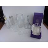 Collection of Crystal and Glassware including Ship's decanter, large lead crystal vase, etc