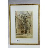 F P Barraud, early 20th century watercolour Hotel de Ville signed and titled, 35 x 22 cm.