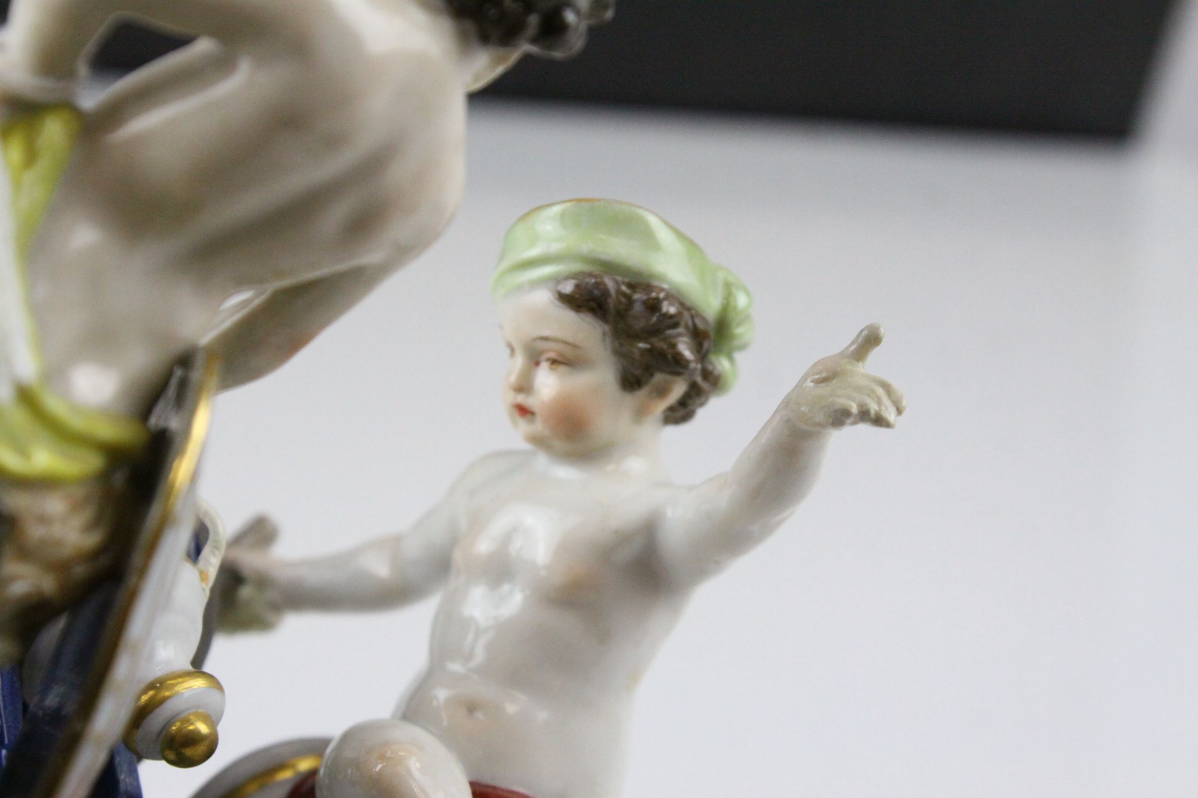 Meissen Porcelain Figure Group of Two Children / Infants firing a Cannon, the base decorated with - Image 4 of 7
