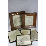 Two Oak Framed Antique Hand Coloured Map Engravings of Gloucestershire together with 1720 Emmanuel