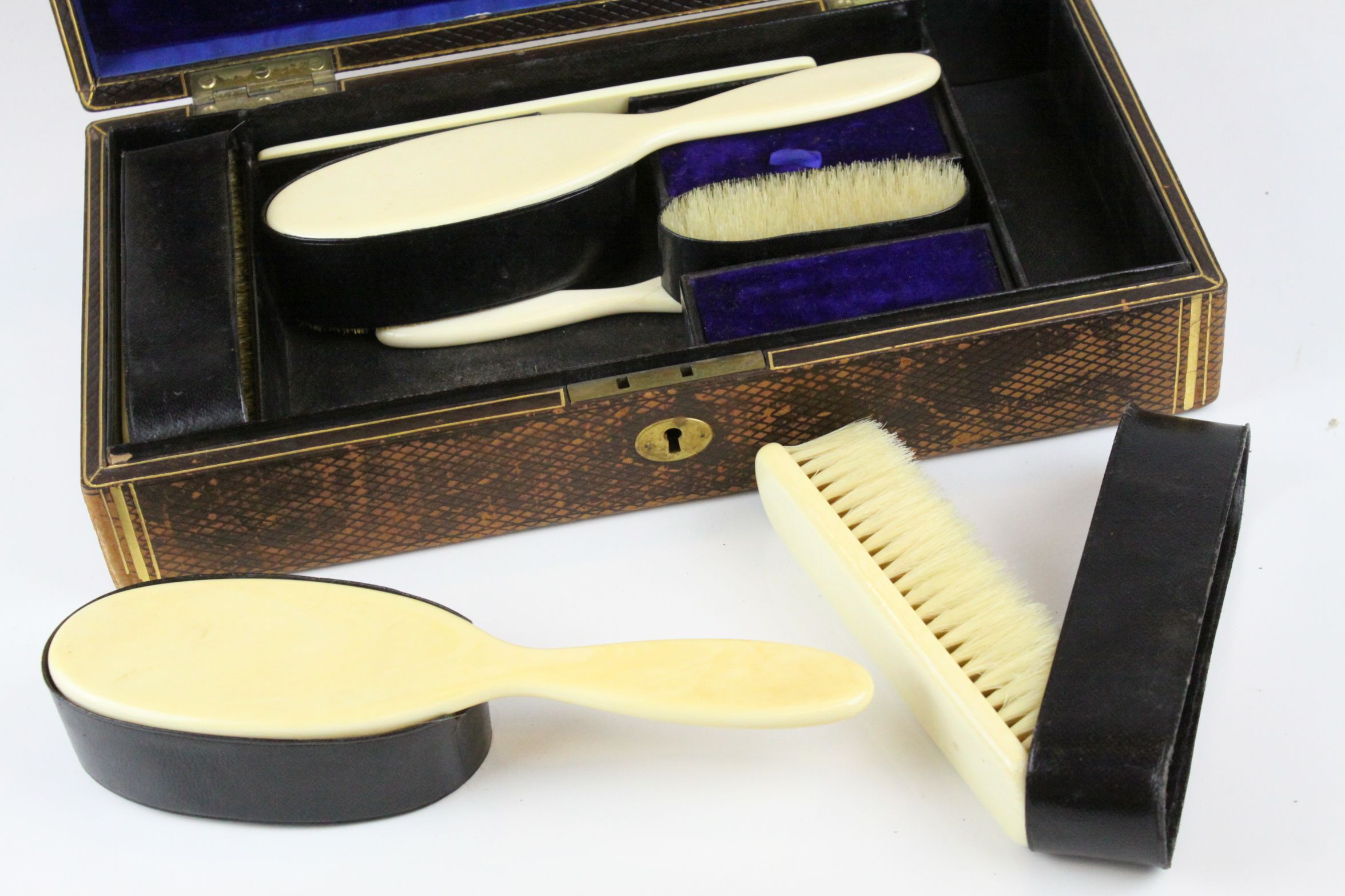 Victorian Ivory Backed Dressing Table Set comprising Mirrors, Hair Brushed, Glove Stretchers, Hand - Image 3 of 7
