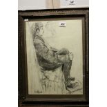 Louis Klein, Framed Pastel Portrait of a Seated Girl, signed, 47cms x 35cms