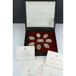 The Guards Regiments Franklin Mint silver box collection, comprising eight silver boxes depicting